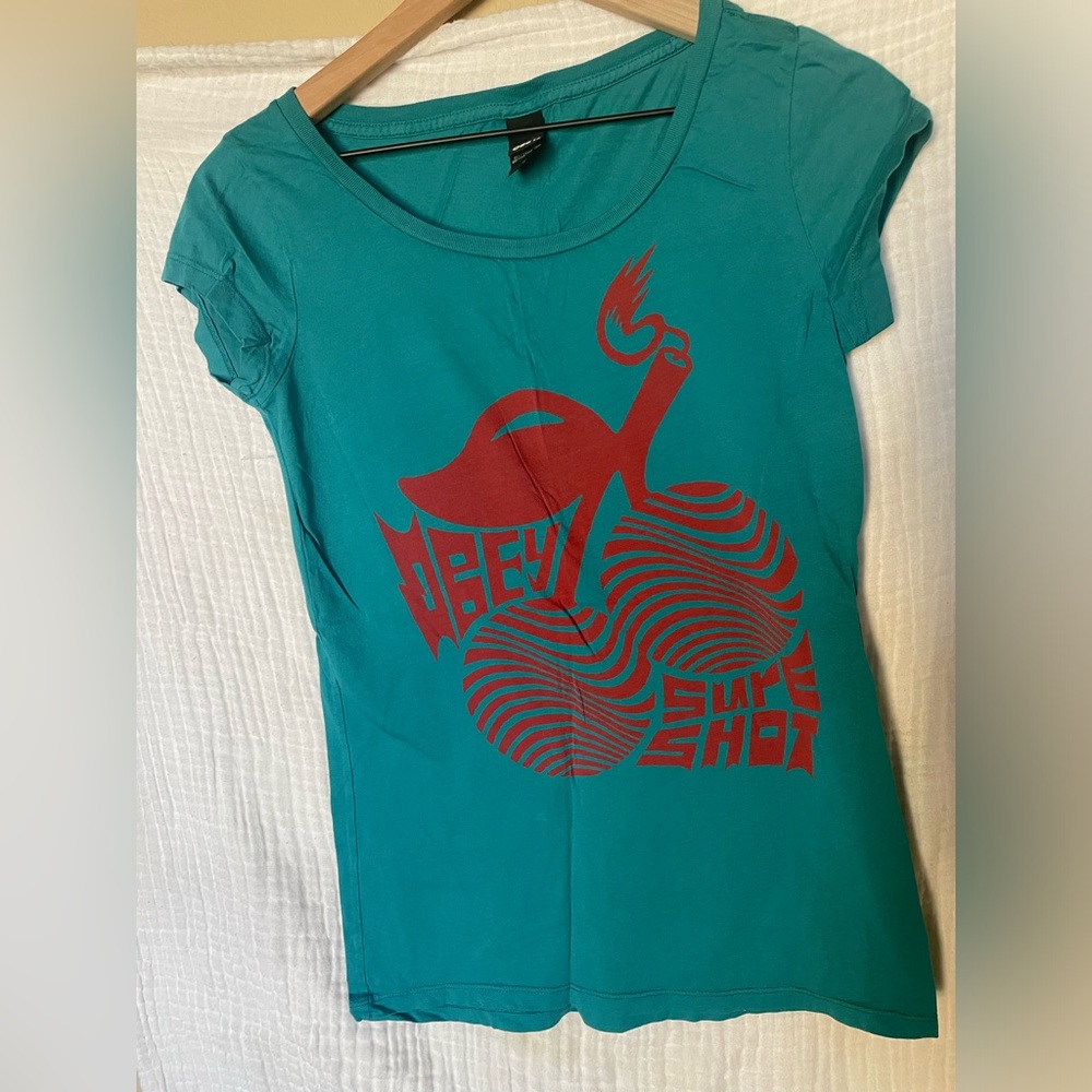 Teal obey t shirt